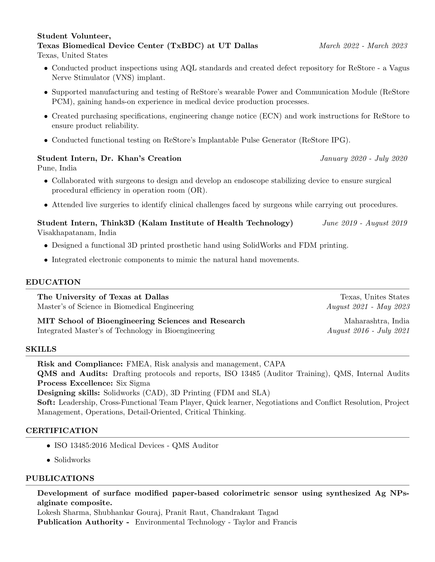 Resume page 2: education, skills, certifications and publication
